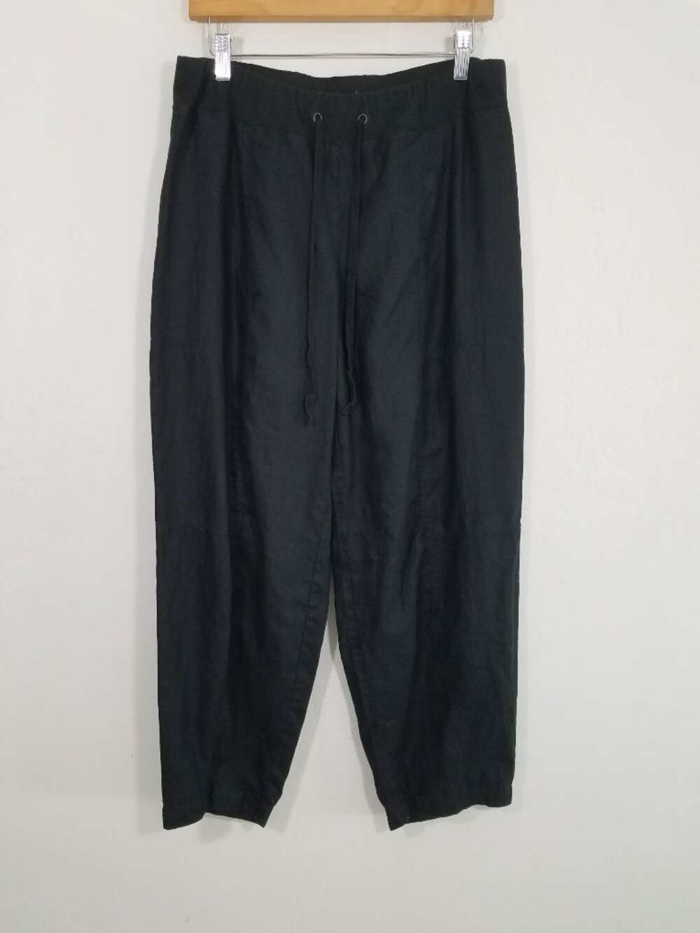 EUC Eileen Fisher Organic Linen Pull-On Drawstring Waist Pants Black Size M